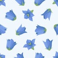 Vector seamless pattern with bell flowers campanula flowers.